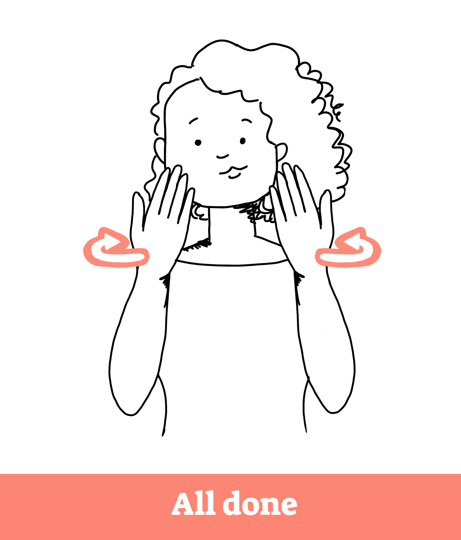 Animation of baby sign language sign for the words "all done".