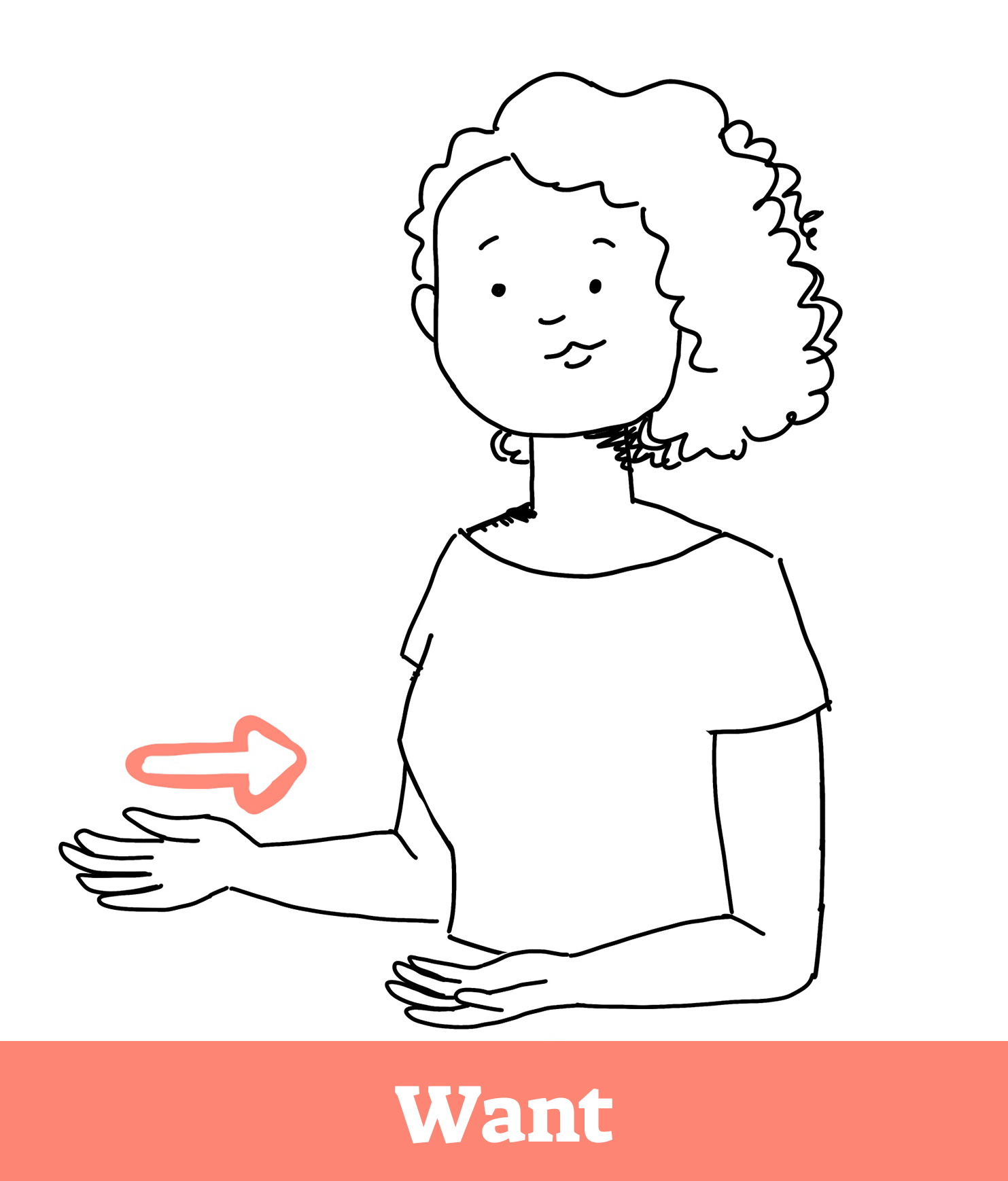 Animation of baby sign language sign for the word "want".